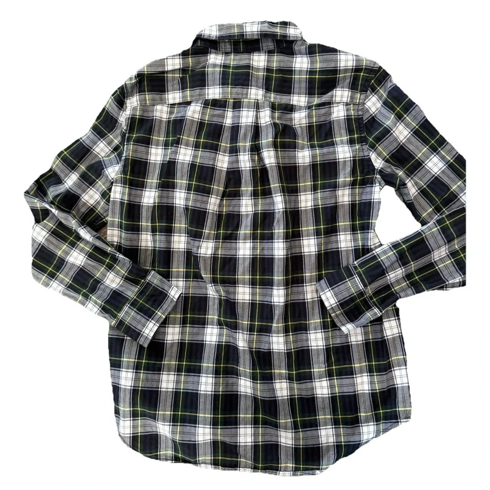 Ralph Lauren‎ Polo Boys Size 7 Blue Green Plaid Button-Down Dress Shirt Preppy
